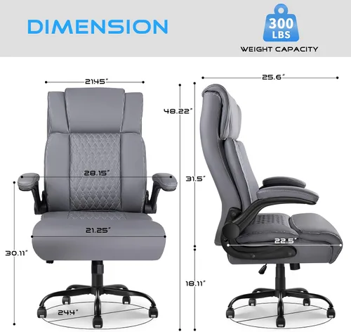 Miniatura 3 de VITESSE Silla de oficina ejecutiva, silla de oficina grande y alta con reposabrazos abatible, sillas ergonómicas de respaldo alto