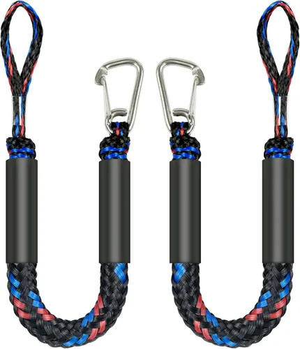 Miniatura 10 de Líneas de defensa de 2.5 pies, 2 piezas, líneas elásticas premium para barco con clip de acero inoxidable 316 para parachoques de barco/defensa