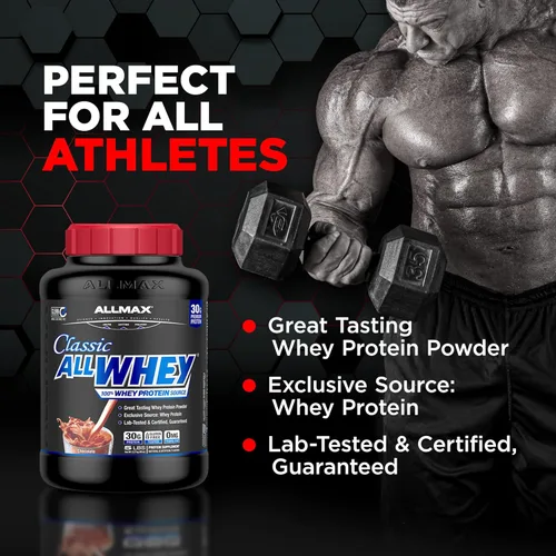 Miniatura 7 de ALLMAX Classic ALLWHEY, Fresa - 5 lb - 30 gramos de proteína por cucharada - Sin gluten - Aprox. 49 porciones