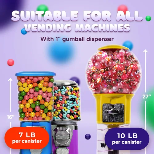 Miniatura 7 de Bolas de chicle para máquina de chicles – Bolas de chicle grandes de doble burbuja de 1 pulgada – Goma de mascar con sabor a fruta surtido