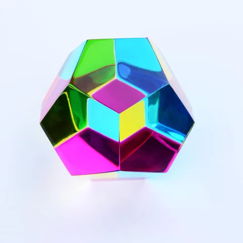 Miniatura 2 de CMY Cubes The Mundus (1.969 in) - Poliedro cian, magenta y amarillo - Dodecaedro de mezcla de colores sustractivo - enseña la mezcla
