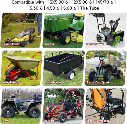 Miniatura 5 de FVRITO Tubo interior de 13 x 5.00-6 compatible con Razor Dirt Quad Versiones 1-18 Go Kart ATV Patio Tractor soplador de nieve, cortacésped, lavadora