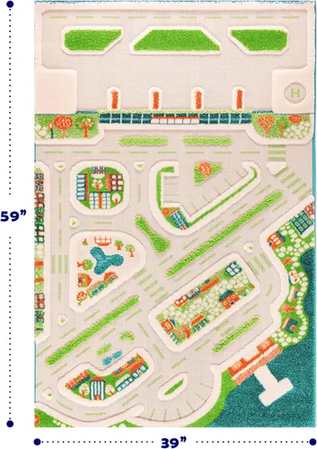 Miniatura 2 de IVI Mini City - Alfombra educativa de 59 pulgadas de largo x 39 pulgadas de ancho para dormitorio, sala de juegos o sala