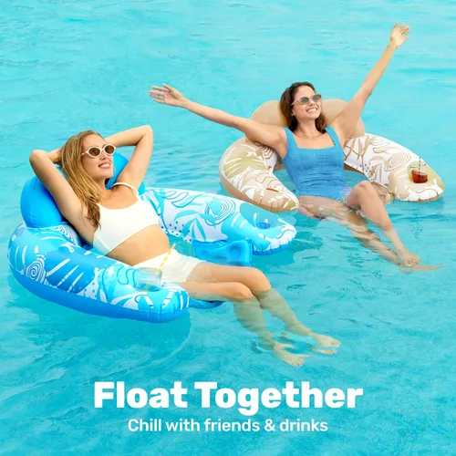 Miniatura 3 de SLOOSH Inflatable Pool Floats Adult,2 Pack Pool Chairs with Cup Holders,X-Large Blow up Floats Chair,Hammock Noodle Mat for Relaxing Summer Water