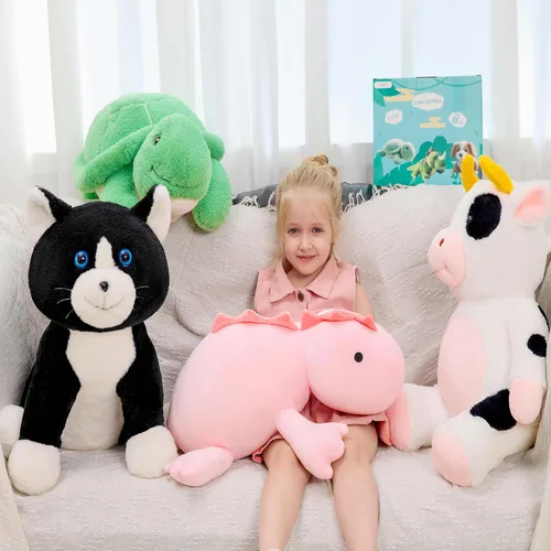 Miniatura 8 de JOD® Peluche de gato negro con peso de 27 pulgadas, animal de peluche de gato negro con peso, lindos peluches de 5 libras almohada suave juguete