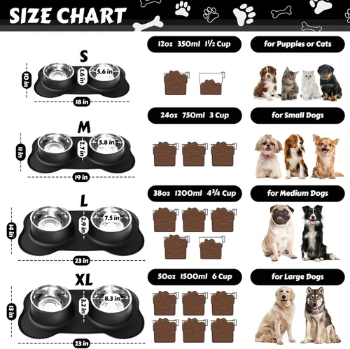 Miniatura 3 de AsFrost Cuencos para comida de perro de acero inoxidable Cuencos para mascotas y cuencos para agua de perro sin derrames ni deslizamiento, cuencos