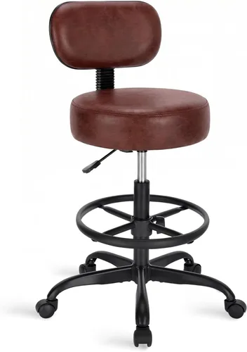 Miniatura 10 de SUPERJARE Silla de dibujo con respaldo, taburete con reposapiés ajustable, silla de escritorio de oficina multiusos, cojín de asiento grueso