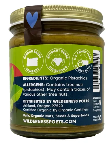 Miniatura 10 de Wilderness Poets, Mantequilla de pistacho - Orgánica, cruda, 100% pistacho (64 onzas - 4 libras) - Tarro de vidrio de medio galón - Perfecto