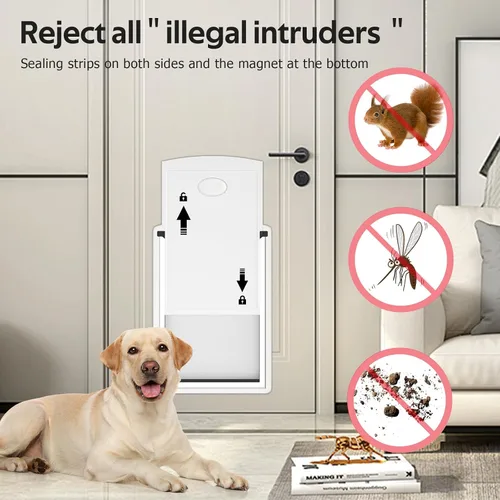 Miniatura 5 de [MAVRICTECH] Puerta de gato para puerta – Puerta de gato para puertas exteriores e interiores, marco de acero, doble solapa magnética, 2 cerraduras