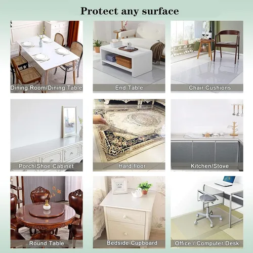 Miniatura 7 de Clear Table Cover Protector, 1.5mm Thick Waterproof, PVC Tablecloth Cover, Heat Resistance Table Cover Pad Mat, for Coffee Table, Dining Room Table