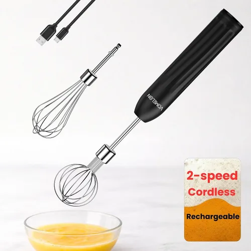 Batidor eléctrico de mano para huevos, batidor inalámbrico portátil recargable USB-C de 2 velocidades para huevos, crema de batido, mantequilla,