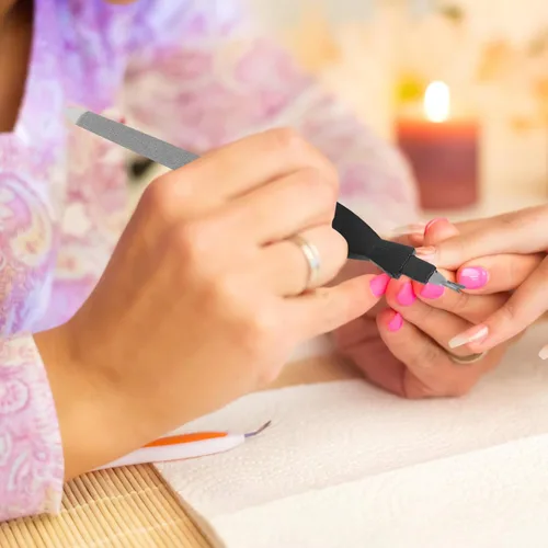 Miniatura 5 de Paquete de 12 limas de uñas, limas de uñas de metal para uñas naturales, acero inoxidable de 6.8 pulgadas, lima de uñas con punta afilada y mango