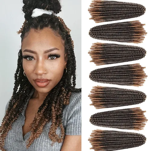 Miniatura 37 de Paquete de 2 cabello para trenzas en espiral de 8 pulgadas, cabello Spring Twist para rastas falsas, rastas de mariposa, cabello para trenzas, fibra