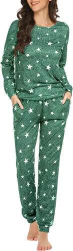 Miniatura 206 de Ekouaer Conjunto de pijama de manga larga para mujer, ropa de dormir suave con cuello redondo y bolsillos