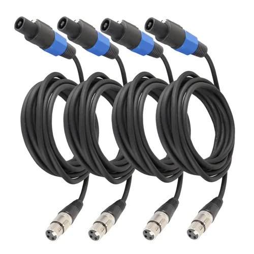 Miniatura 13 de HBU Paquete de 2 cables SpeakOn a XLR de 15 pies – 2 cables de extensión macho a 3 polos XLR hembra – 15 pies de cable de audio para escenario DJ