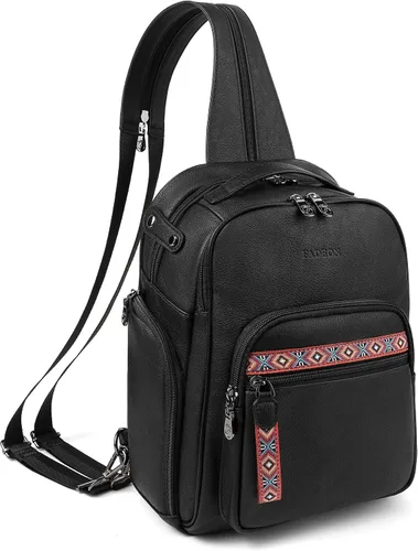Miniatura 9 de FADEON Bolso bandolera grande para mujer, bolso cruzado de cuero de diseñador, mochila convertible, mochila antirrobo para viajes, 1 estilo retro 1