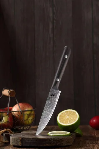 Miniatura 2 de Cuchillo de pelar de acero Damasco de 4.7 pulgadas, cuchillo de pelar de cocina forjado de 67 capas con mango de madera maciza natural, cuchillos