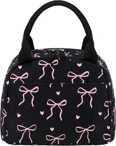 Miniatura 27 de Bluboon Bolsa de almuerzo para mujer, bonita bolsa de almuerzo de pana con correa para el hombro, reutilizable, aislada, gran capacidad
