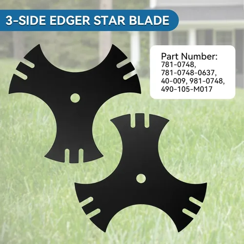 Miniatura 3 de Edger Blade 781-0748 781-0748-0637 para Craftsman Troy-Bilt MTD Lawn Edger - Cuchilla de zanjadora Tri-Star de 3 lados de 9 pulgadas para bordeadora