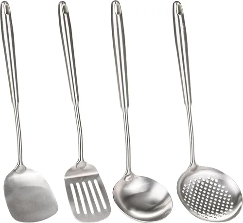 Miniatura 8 de Espátula y cucharón de wok, juego de herramientas de cucharón de espumadera, juego de utensilios de cocina de wok chino, todos los utensilios