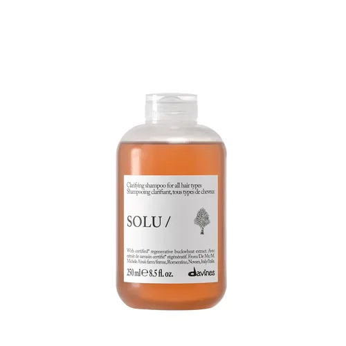 Davines SOLU/Shampoo, Clarifying Cleanser for All Hair Types - Removes Product Build-Up, Residue & Pollutants - Deep Cleaning Formula with Buckwheat