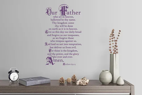 Miniatura 5 de 38"x24" Lord's Prayer Our Father Who Art in Heaven Give Us This Day Our Daily Bread Amen Mateo 6:9-13 - Adhesivo decorativo para pared