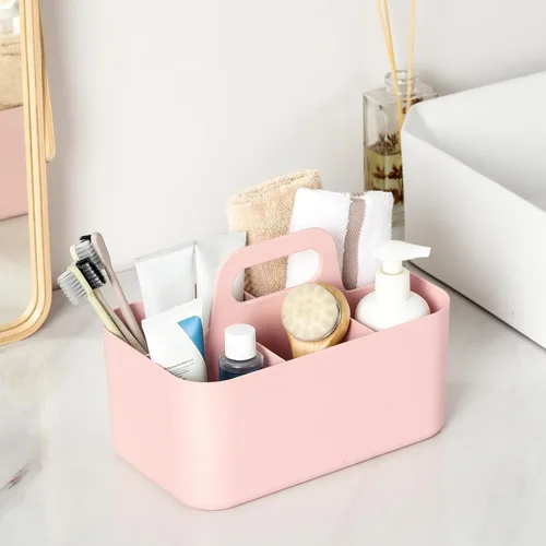 Miniatura 3 de Organizador Caddy Multiusos con Asa - Contenedor de Plástico Apilable Tote - Suministros de Arte y Manualidades, Oficina, Escritorio, Papelería, Rosa