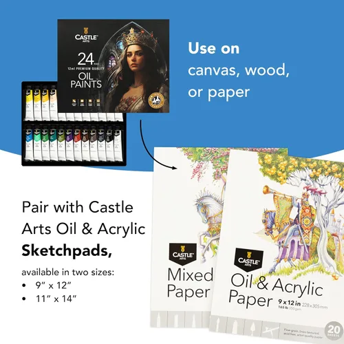 Miniatura 8 de Castle Art Supplies 24 X 12ml Juego de Pintura al Óleo Gran Juego de Valor para Artistas Adultos, Principiantes y Avanzados Variedad Vibrante