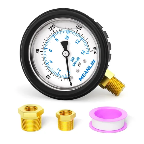 Miniatura 19 de MEANLIN MEASURE - Manómetro de acero inoxidable, relleno de líquido, esfera con cara de 2.5 pulgadas, NPT de 1/4 de pulgada, agua, aceite y gas
