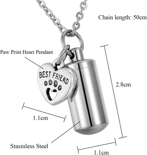 Miniatura 2 de TTVOVO Collar de urna de cremación para mascotas, para cenizas, recuerdo conmemorativo, soporte para cenizas, medallón de urna para mejor amigo