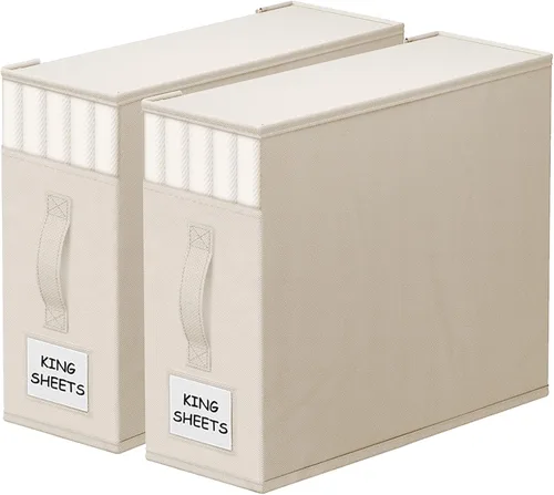 Miniatura 8 de StorageTastic Paquete de 4 Organizadores de Armario para Sábanas y Almacenamiento, Contenedores de Almacenamiento Plegables Resistentes con Ventana