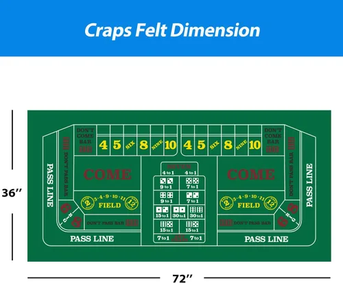 Miniatura 2 de GSE Games & Sports Expert 36" x 72" Casino Layout Felt, Professional Casino Tabletop Mat for Parties, Casino Poker Game Night