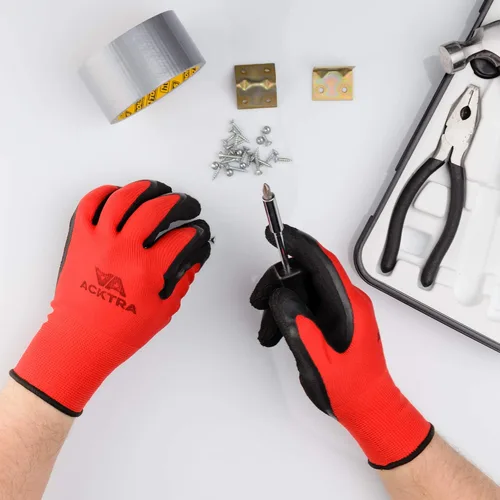 Miniatura 5 de ACKTRA - Guantes de trabajo de nailon recubiertos de poliuretano premium, 12 pares, puño tejido, para jardinería y uso general, para hombres