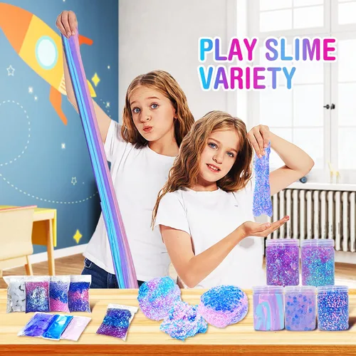 Miniatura 3 de Kit de slime de unicornio para niñas de 4 a 12 años, suministros para hacer slime de mantequilla, confeti de caramelo, crujiente y crujiente, espuma