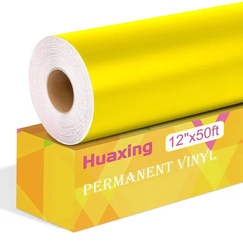 Vinilo permanente amarillo mate, rollo de vinilo adhesivo permanente de 12 pulgadas x 50 pies para todas las máquinas de corte, letreros, Amarillo