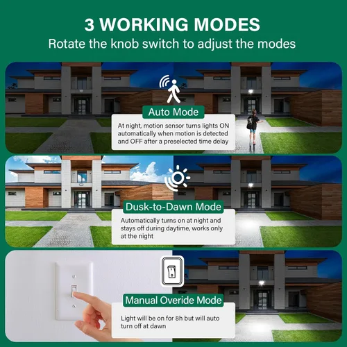 Miniatura 2 de Detector de movimiento de reemplazo de 240 grados, tiempo ajustable y sensibilidad de detección de hasta 60 pies de alcance, 3 modos de trabajo