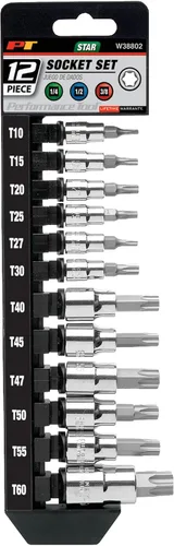 Miniatura 2 de Performance Tool W38802 Star Bit - Juego de llaves de vaso (12 piezas)
