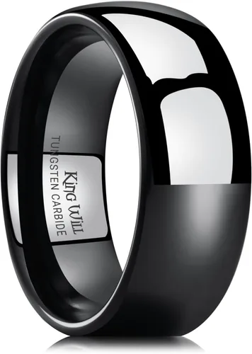 Miniatura 19 de King Will Alianza de boda de carburo de tungsteno para hombres y mujeres, anillos de promesa para parejas abovedados de alto pulido