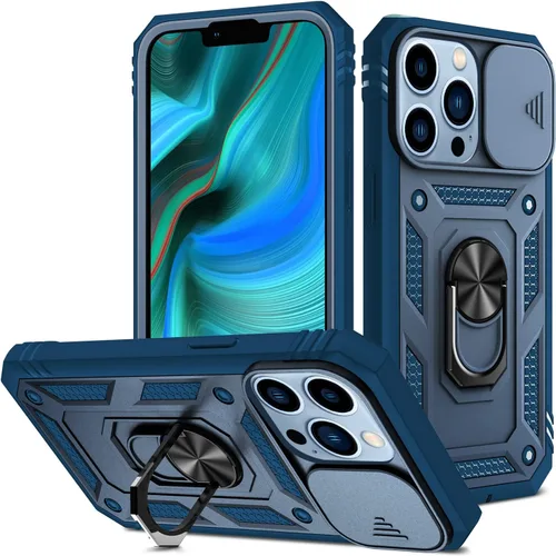 Miniatura 35 de Korecase Funda de protección para iPhone 12 Pro Max Kickstand con cubierta para lente de cámara, deslizante, grado militar, resistente, de doble Rosa