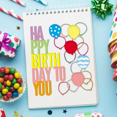 Miniatura 4 de Estivaux Globos de cumpleaños troquelados para hacer tarjetas, troqueles de letras de feliz cumpleaños, plantillas de troqueles de celebración