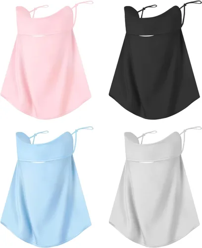 4 máscaras faciales de protección solar UV con cobertura para el cuello, bufanda, bufanda UPF50+, protector facial transpirable y refrescante para
