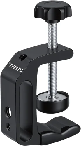 Miniatura 9 de UTEBIT 0.36"-1.2" Universal Aluminum C-Desk Clamp, Black Adjustable Support Clamp with 1/4" and 3/8" Thread for Desktop Mount Holder Flash Desks