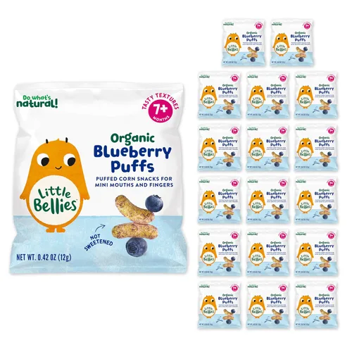 Little Bellies Bocadillo orgánico de arándanos para bebés (paquete de 18 paquetes individuales de 0.42 onzas)