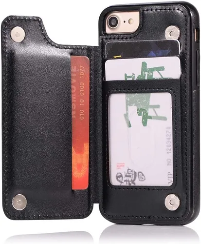 Miniatura 5 de Asuwish Funda para iPhone 7/8, iPhone SE 2020/2022 con protector de pantalla de vidrio templado, cartera abatible con soporte para tarjetas, doble
