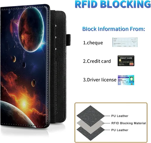 Miniatura 58 de Funda para chequera para hombres y mujeres, cartera de cuero RFID con ranuras para tarjetas de crédito, soporte de cheques duplicados personales