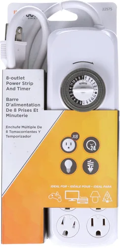 Miniatura 3 de Southwire Woods - Temporizador de 8 tomas de corriente para interiores - Regleta de alimentación con temporizador mecánico integrado - Tira