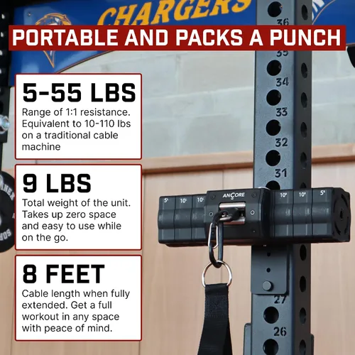 Miniatura 8 de Ancore Pro: Máquina de cable para gimnasio en casa Sistema de entrenamiento portátil para entrenamiento de fuerza Viene con soporte para rack