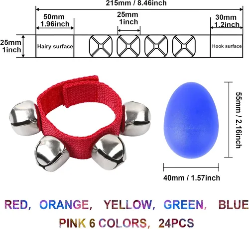 Miniatura 2 de Augshy 24 paquetes de instrumentos musicales agitadores para niños, 12 paquetes de coctelera de huevos y 12 paquetes de muñequera Jingle Bells