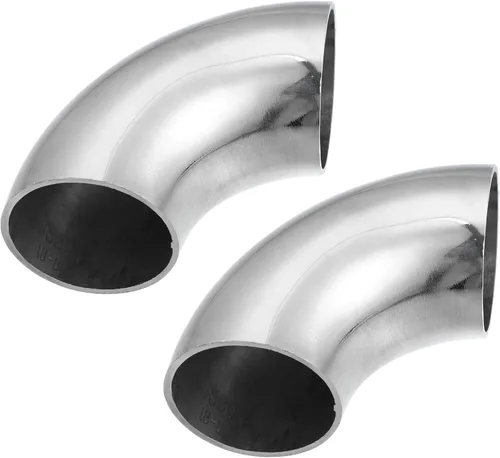 Miniatura 11 de X AUTOHAUX 2 piezas OD 2.25 pulgadas 90 grados 1.5mm de espesor Codo curvo de mandril SS304 de acero inoxidable tubo curvado para tubo de escape