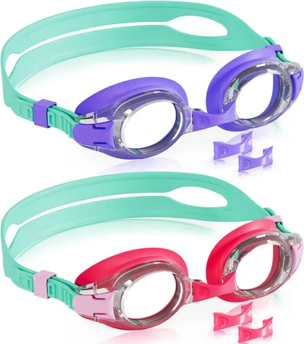 Miniatura 28 de Aegend - Paquete de 2 gafas para niños, gafas de natación para niños de 4 a 16 años, niños y niñas jóvenes, gafas de piscina antivaho, impermeables